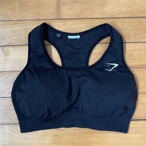 Gymshark Vital Seamless Sports Bra Charcoal Marl Dark Gray Racerback Small